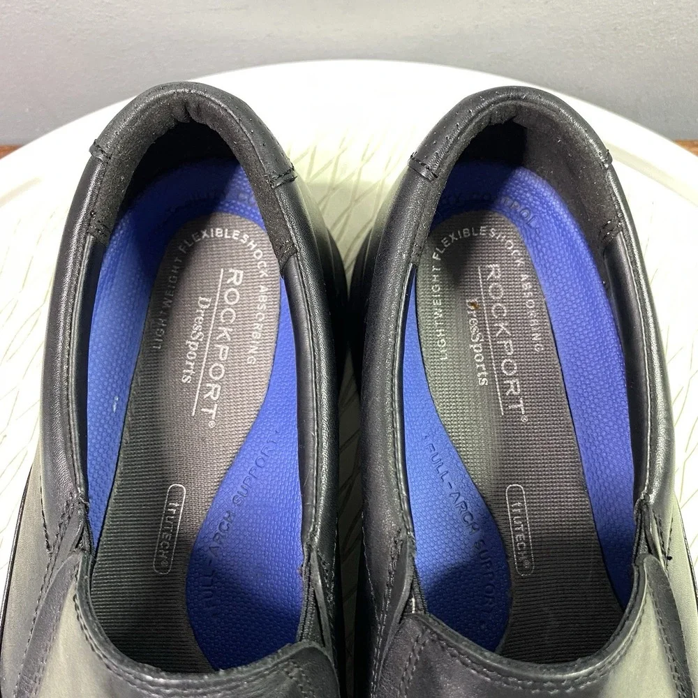 Rockport Men Leather Leader 2 Bike Toe Black Loafer Slip-On Dress Shoe ‎ Sz.11.5